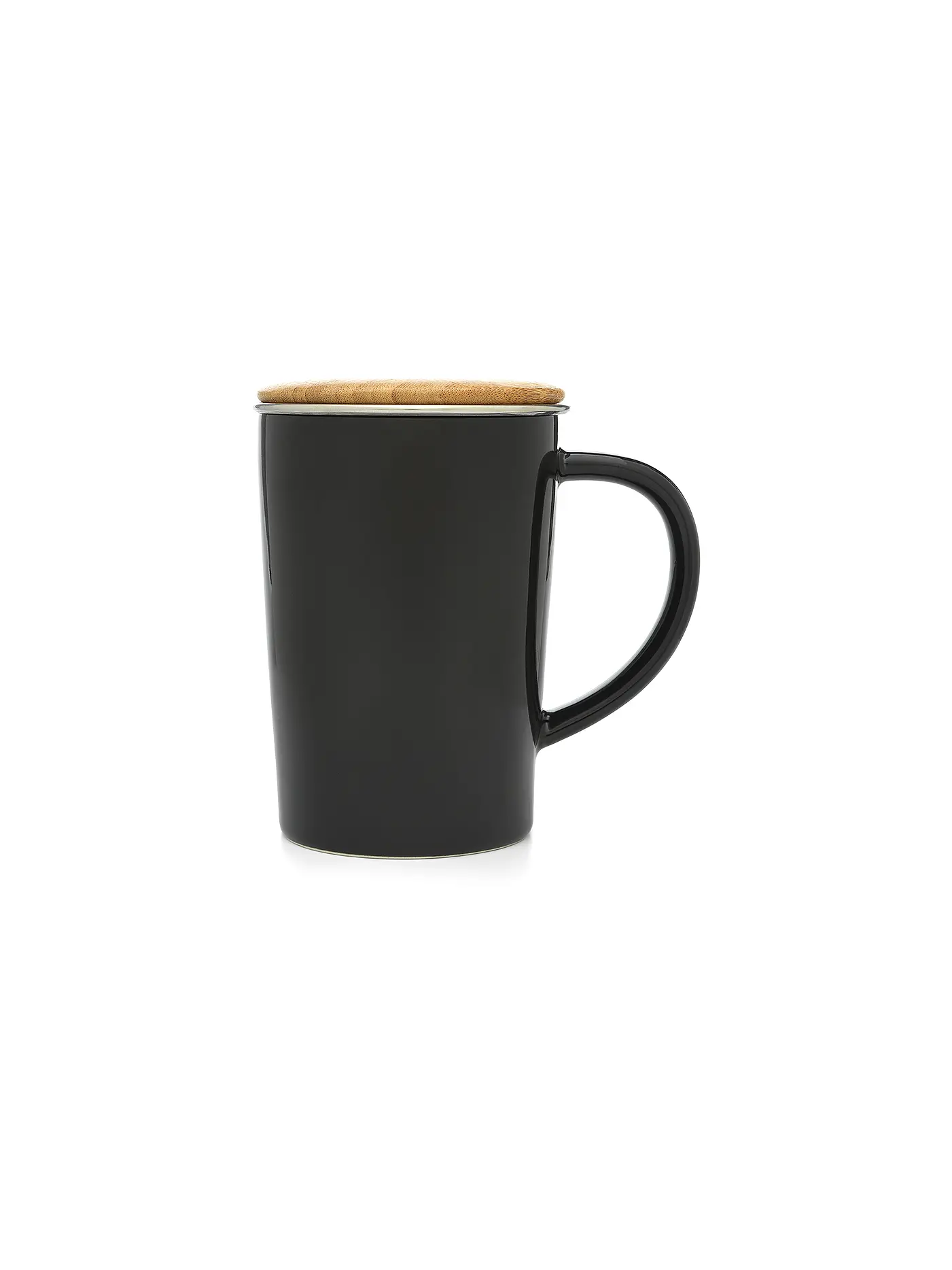 BREDEMEIJER | Tee-Becher mit Filter und Bambus-Deckel 0,4l Schwarz | 